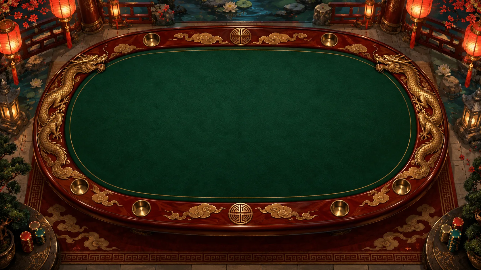 Jade Dragon poker table: Jade velvet · lacquer · golden dragons
